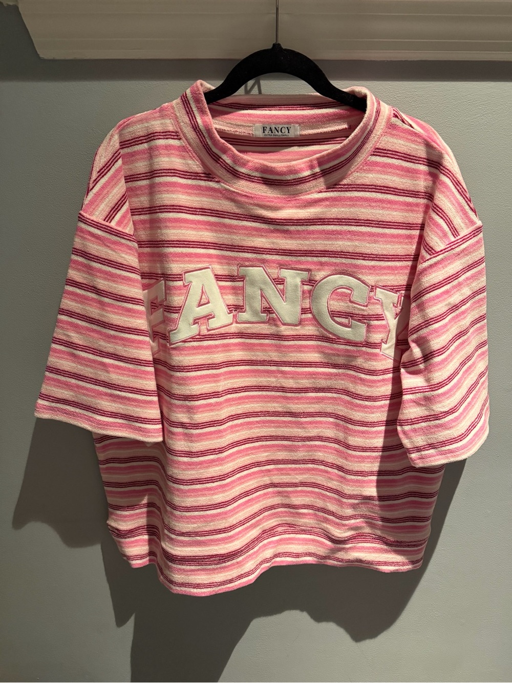 Fancy Pink Striped Short Sleeve Tee set with shorts , size XS